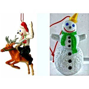 Vtg Jack In The Box Kids Meal Christmas Tree Ornament's Jack Reindeer & Snowman